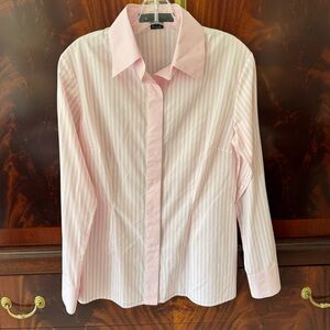 NEW Zang Toi Pink & White Striped Button-Up Top